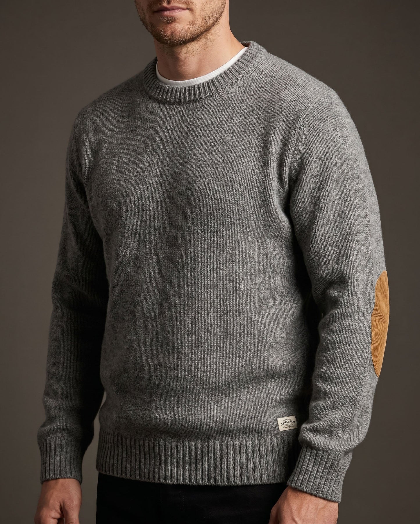 Massimo Elbow-Patch Crewneck Sweater