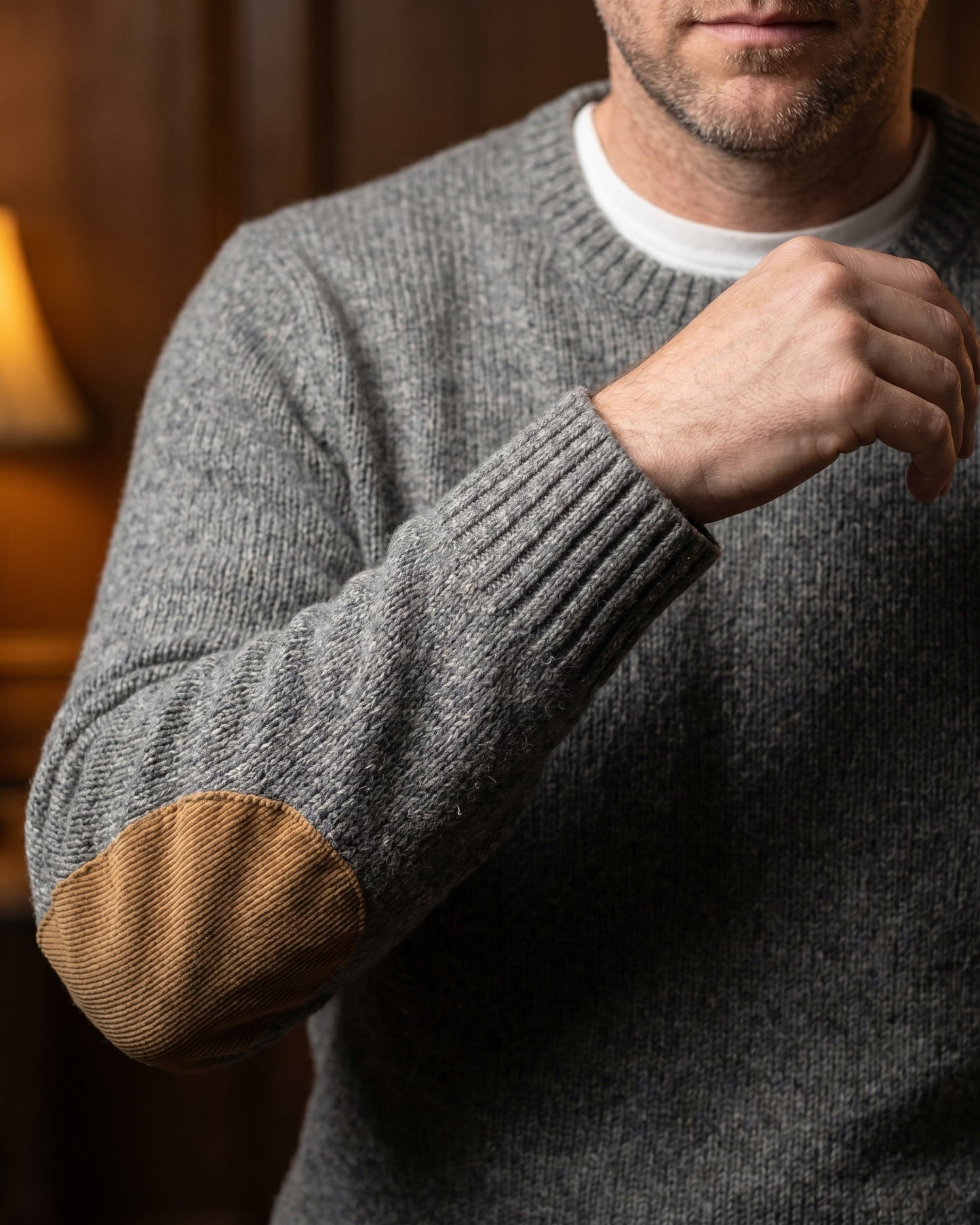 Massimo Elbow-Patch Crewneck Sweater