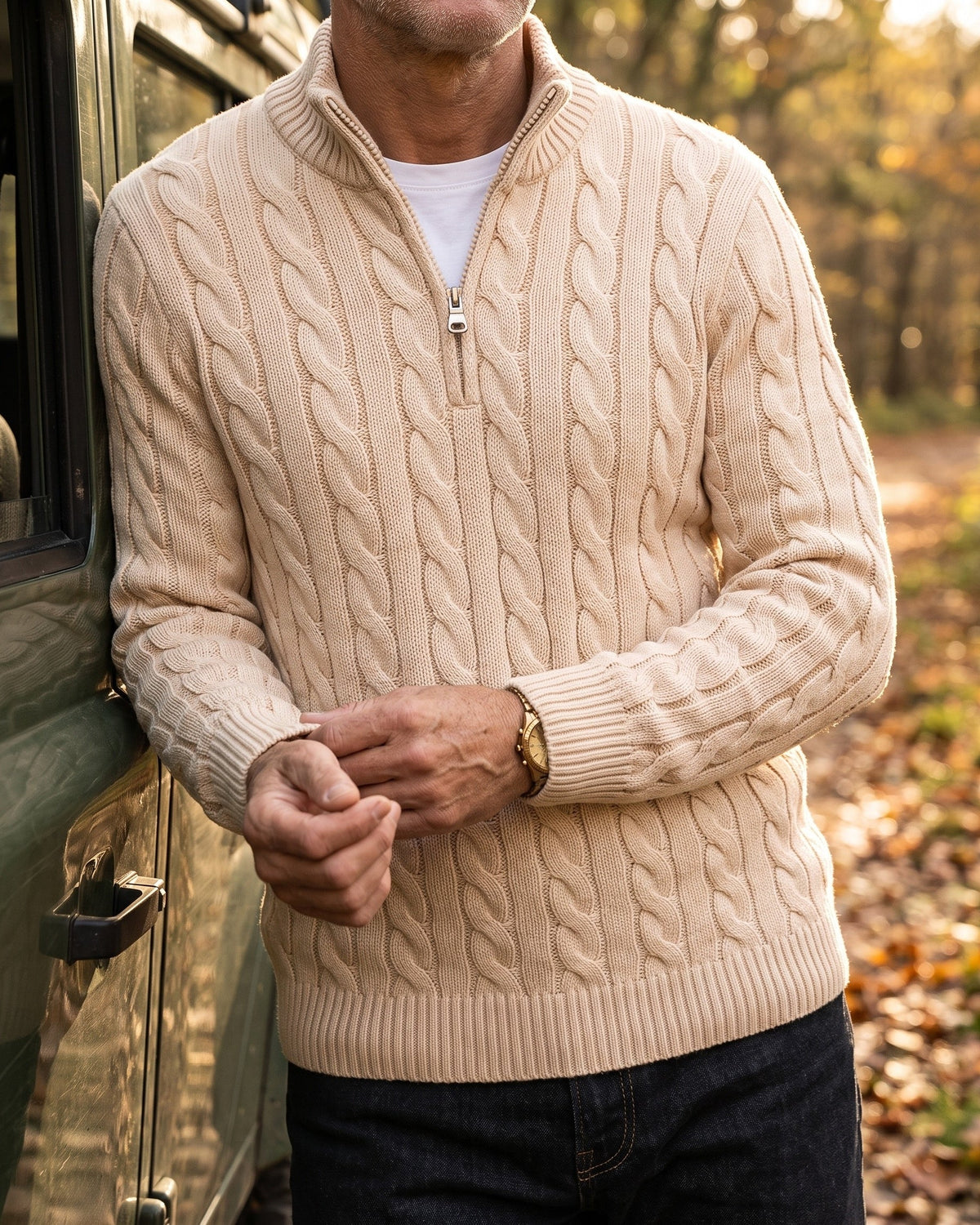 Vicente Cable Knit Quarter-Zip Sweater